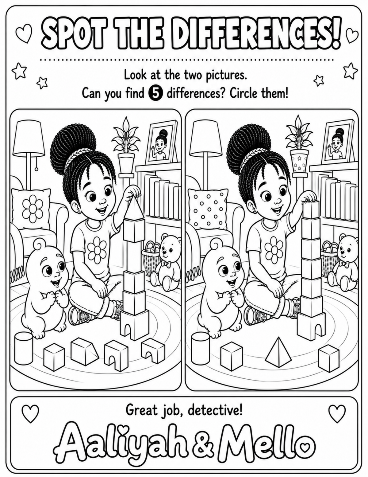 Aaliyah & Mello Spot the Differences | FREE Printable Activity